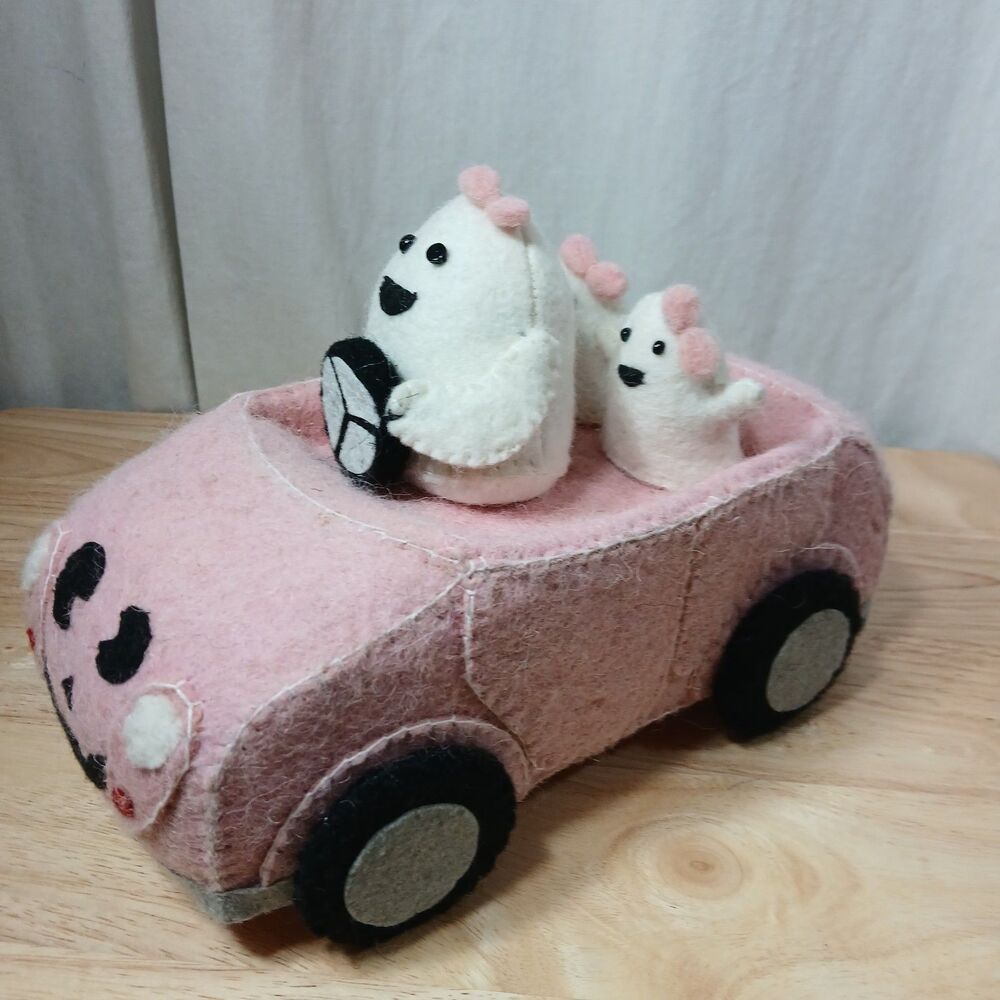 Candy Corn Lane Halloween Ghost Family Driving Pink Pumpkin Car Felt READ INFO